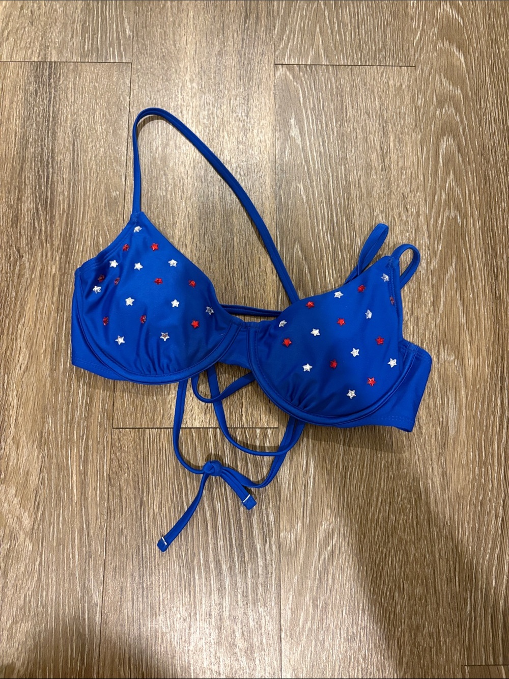 Girls Blue Star-Embellished Bikini Top